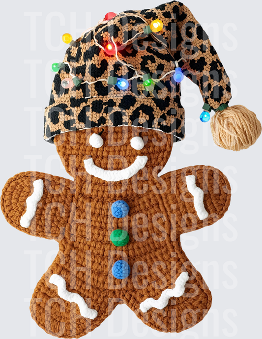 GINGERBREAD FAUX YARN LEOPARD HAT
