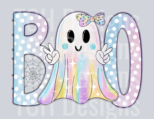 Iridescent-Ghost-Boo-Pumpkin-PNG-124420943_Iridescent Ghost Boo Pumpkin PNG, Coquette Halloween Design