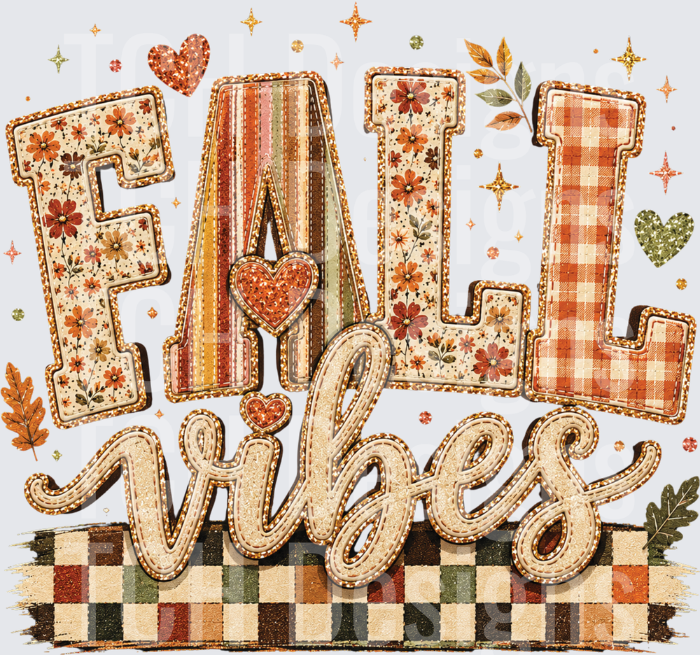 Fall Vibes Floral Glitter Autumn