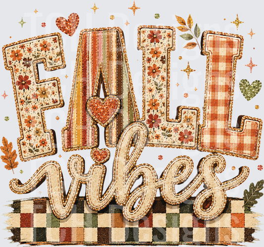 Fall Vibes Floral Glitter Autumn