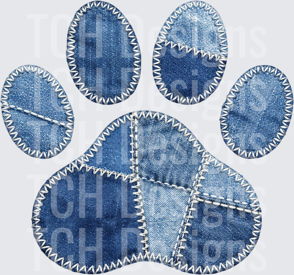 Denim Blue Patchwork Dog Lover PNG