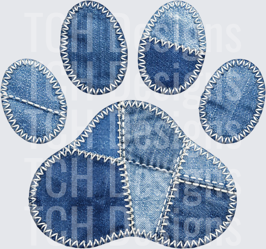 Denim Blue Patchwork Dog Lover PNG