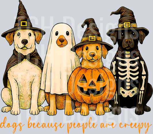 20 Dogs Because People Are Creepy Ghost Witch Pumpkin Halloween T-Shirt