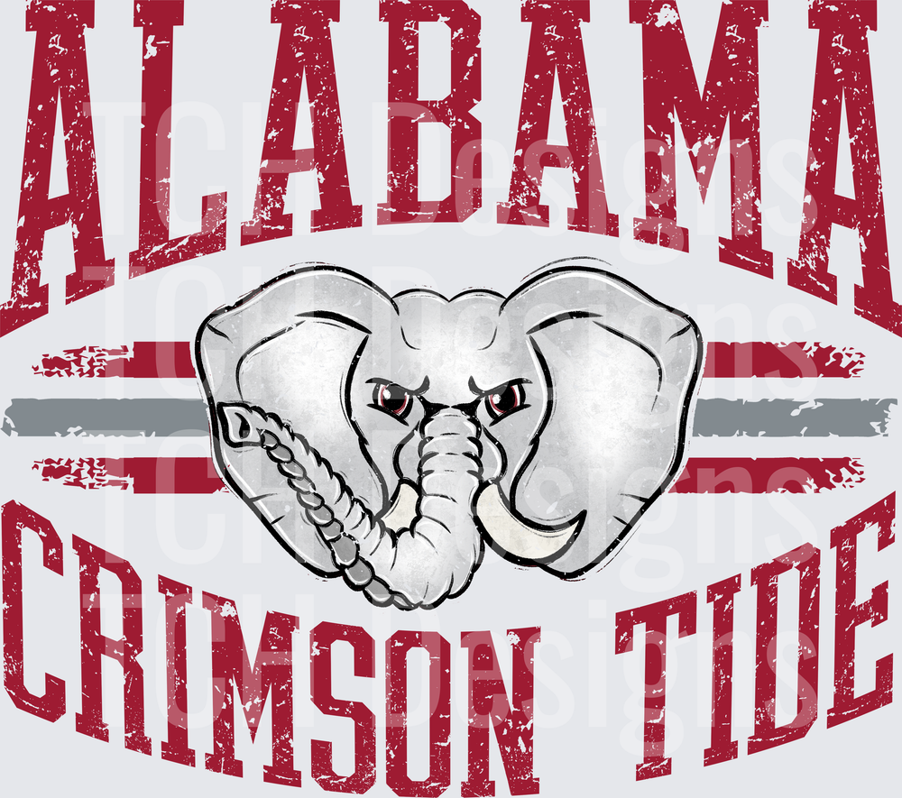 Alabama Crimson Tide Elephant Mascot Distressed Varsity