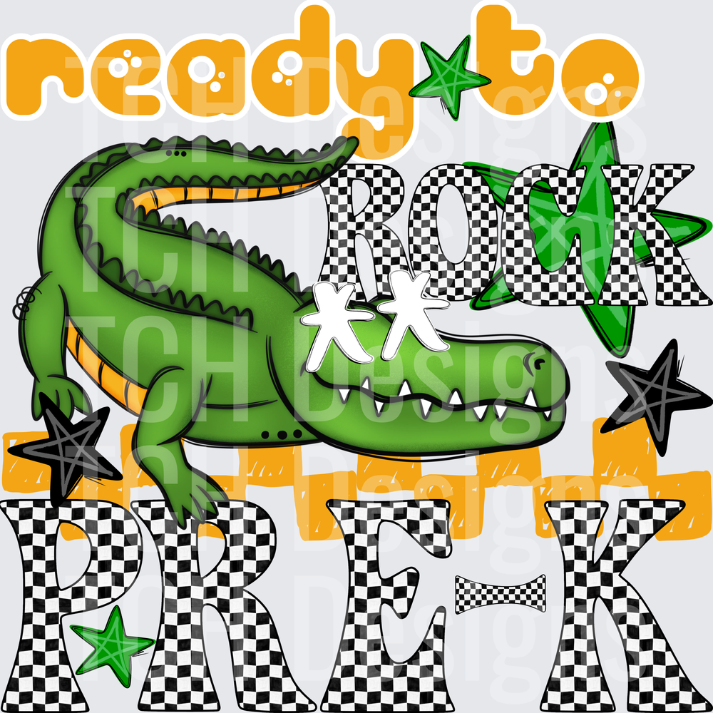 Ready to Rock Pre-K Alligator Checkered Stars Design