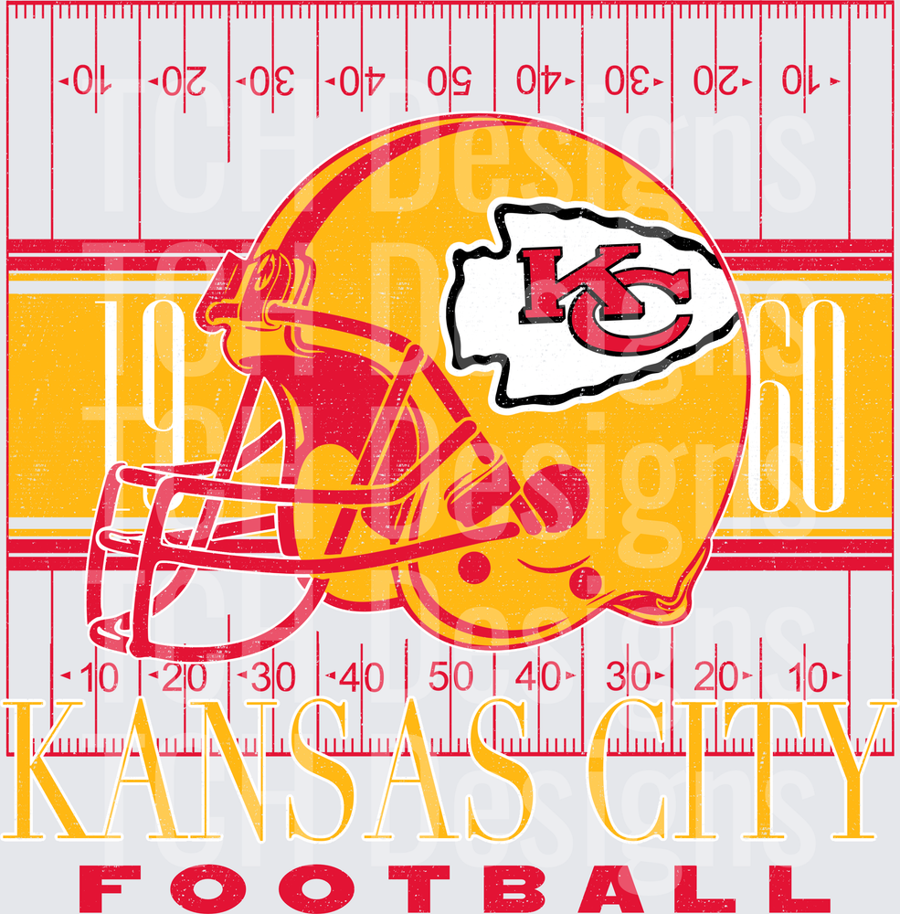 Kansas City Chiefs Retro 1960 Helmet Football Field Design