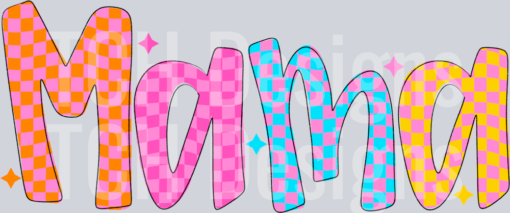 MAMA COLORFUL CHECKERED DOODLE