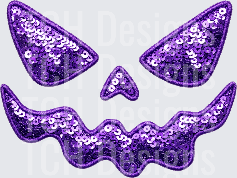 Purple Sequin Pumpkin Face