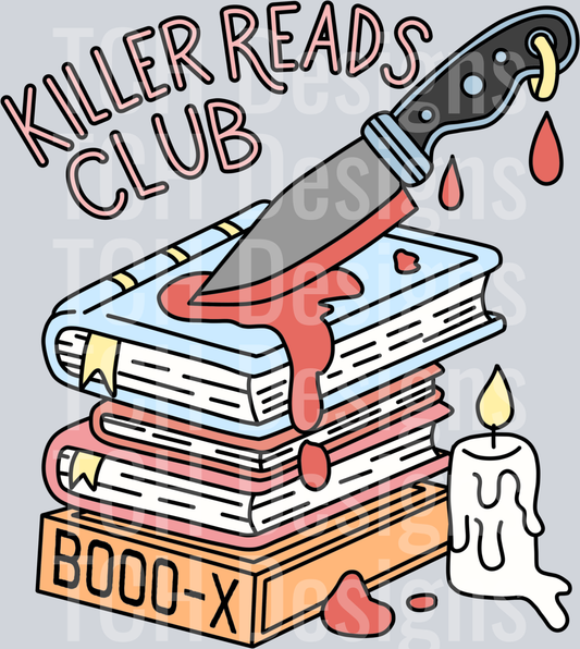 KillerReadsClubMysteryThrillerBookPNGDTFStickersDesigns