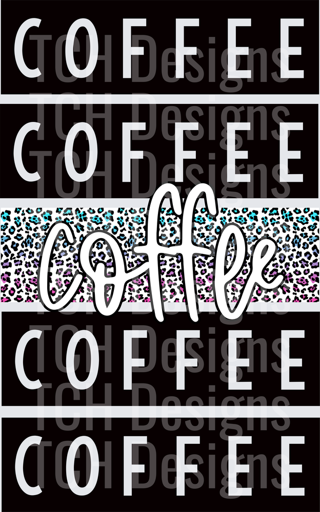 Coffee Repeat Leopard Print Bold Typography Design