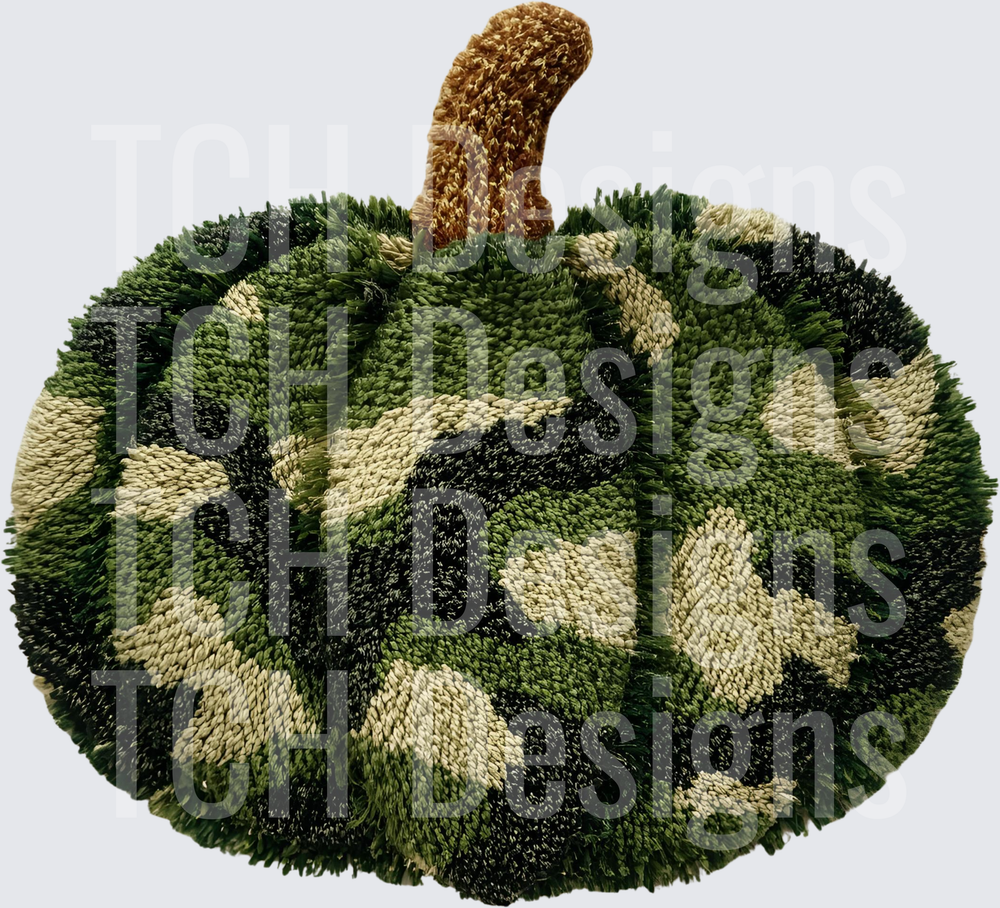 Camo Pumpkin with Brown Stem Fall Harvest Design