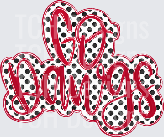 Go Dawgs Red Script Polka Dot Heart Georgia Bulldogs