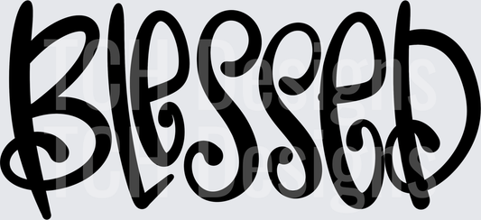 Blessed Bold Curly Lettering Word Art Design