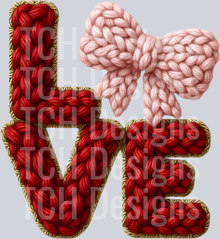 Faux Yarn Coquette LOVE Bow Valentine's Day