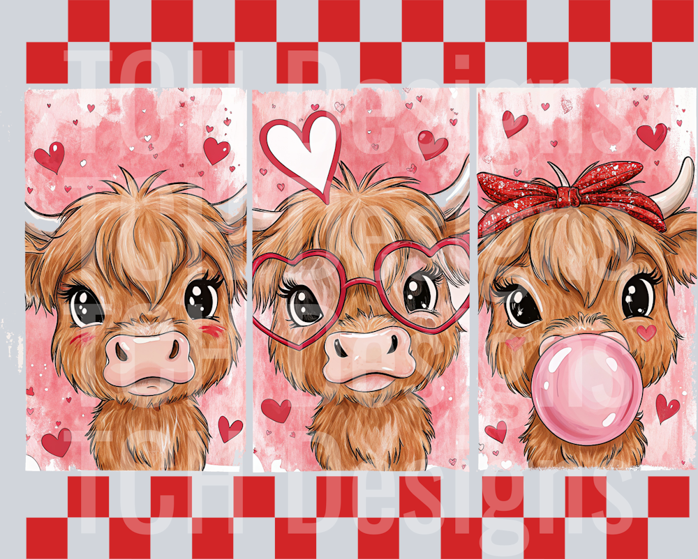 Cute Cow Valentine Png, Western Valentine Png, Highland Cow