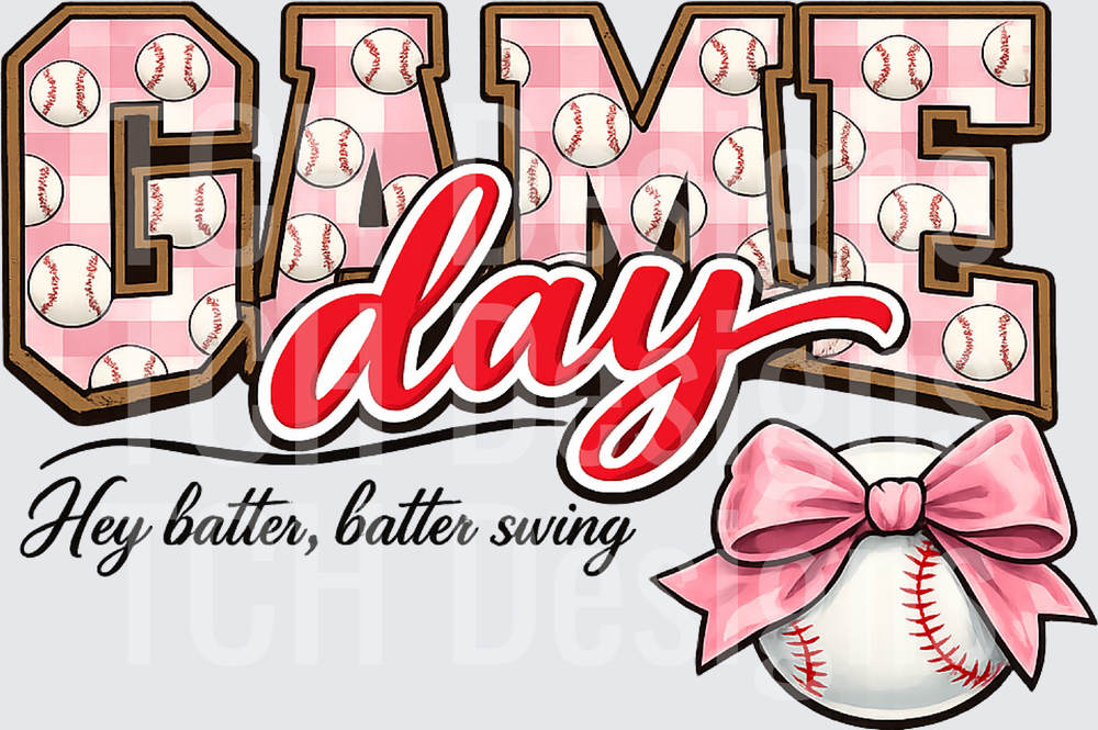 Baseball Game Day Coquette Bow Png (3)
