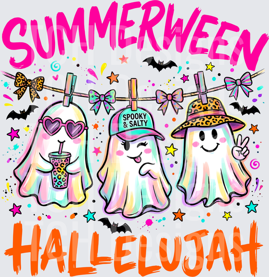 Summerween Hallelujah Trendy Ghosts Hanging on Clothesline