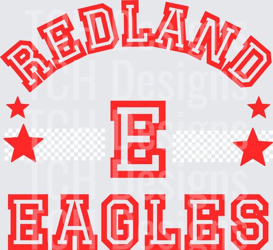 Redland Eagles Bold Red Varsity Letter E Stars Design