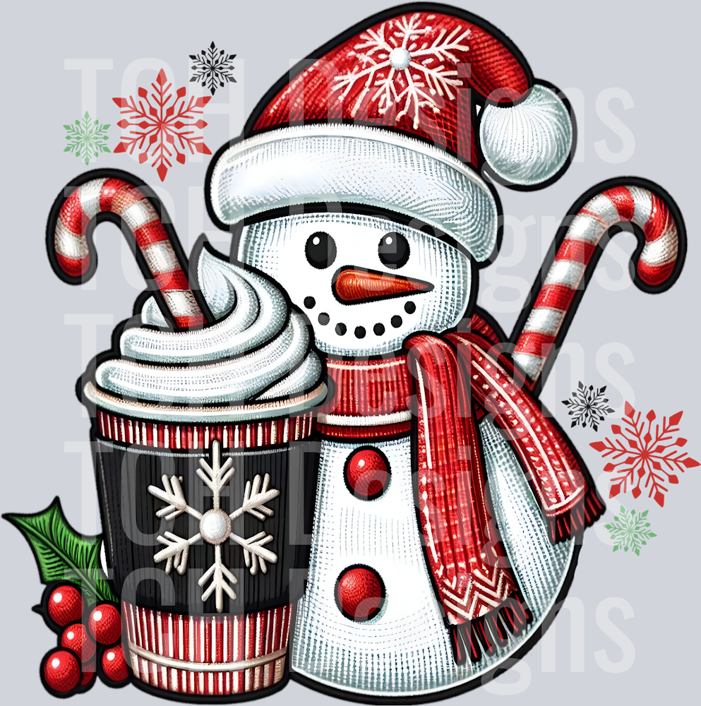 CHRISTMAS COFFEE SNOWMAN CANDY CANE