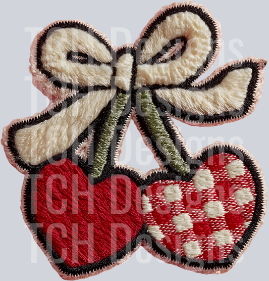 HEART CHERRY FAUX EMBROIDERY