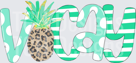 Vacay Mint Polka Dot Stripe Leopard Pineapple Letter Design