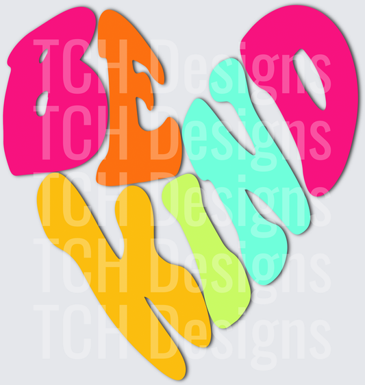 Be Kind Colorful Block Letters Typography Design