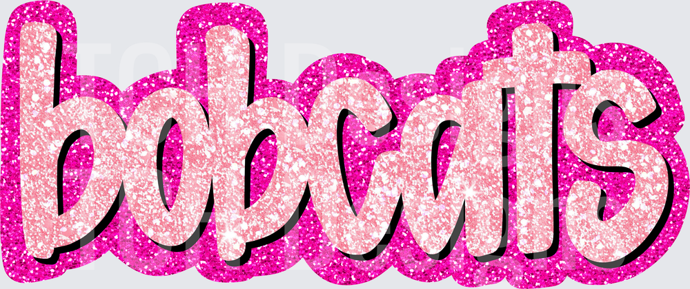 Bobcats Pink Glitter Sparkle Script Lettering