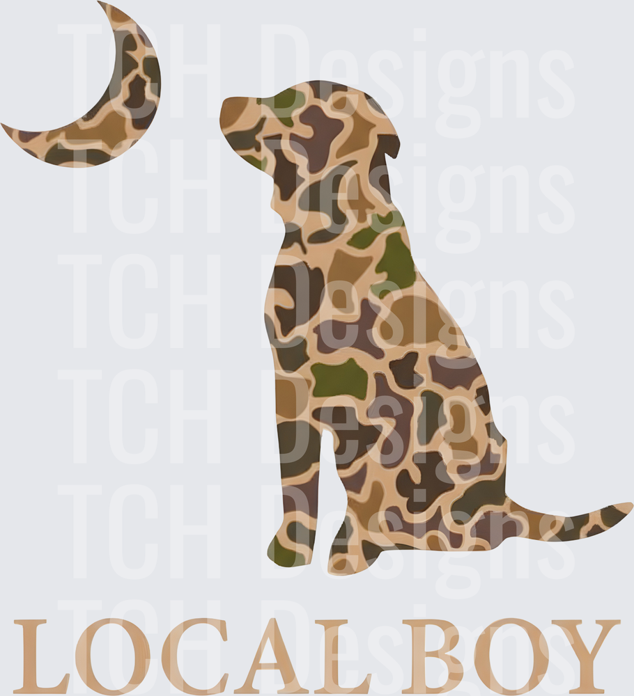 Camo Labrador Gazing at Crescent Moon Local Boy