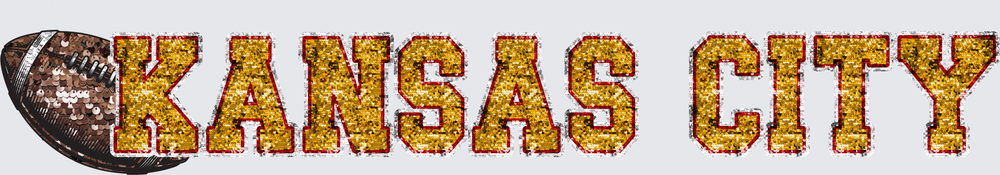 Kansas City Sequin Glitter Football Text Design