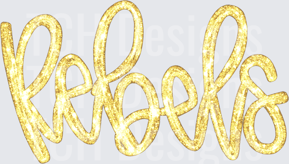 Rebels Gold Glitter Script Cursive Lettering