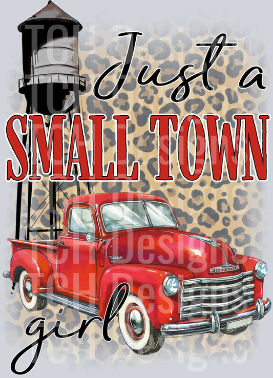 small town girl red truck- water tower