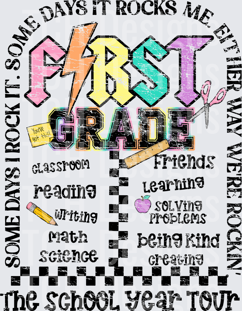 first grade rockin distressed