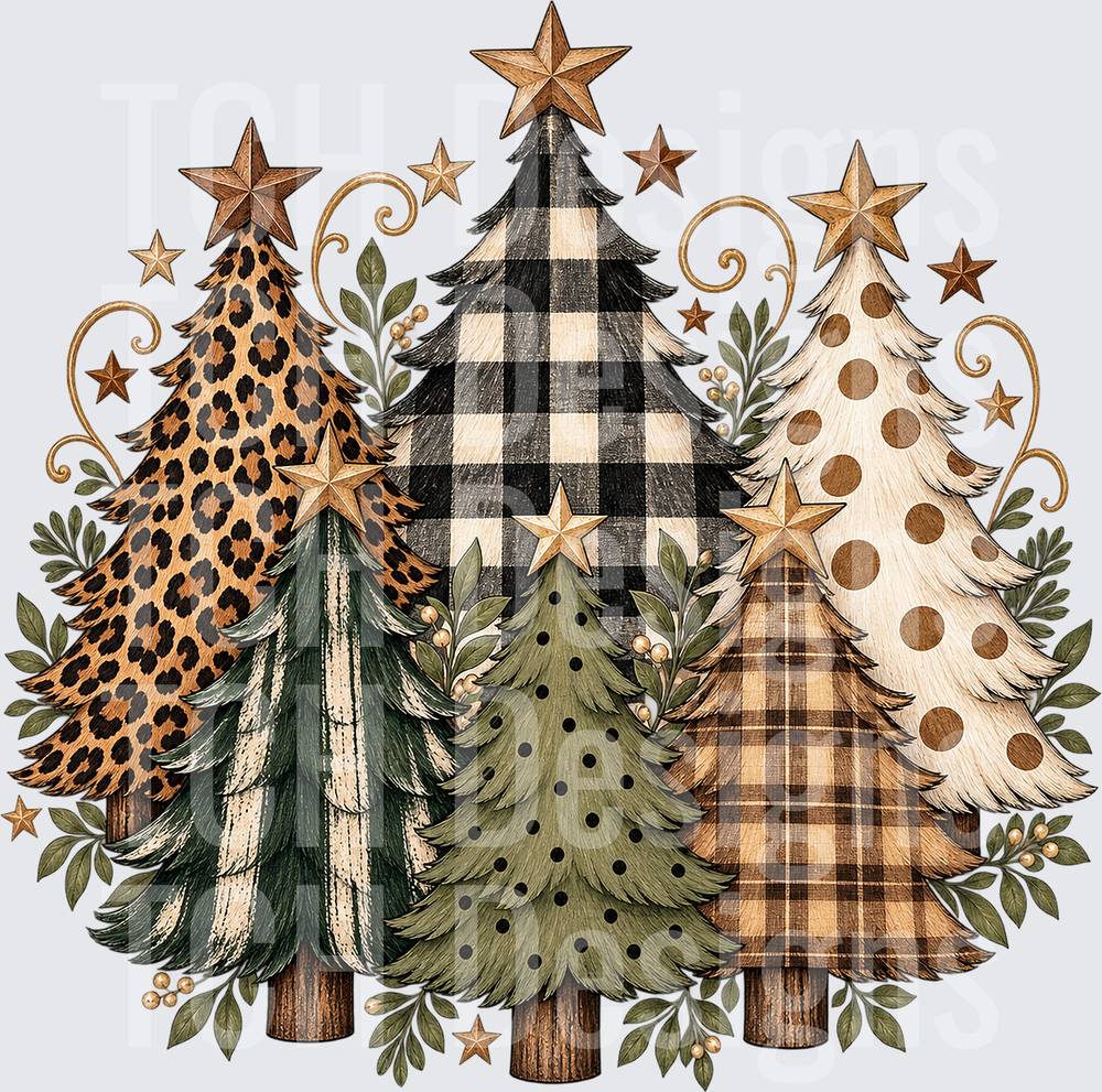 Leopard and Gingham Trees