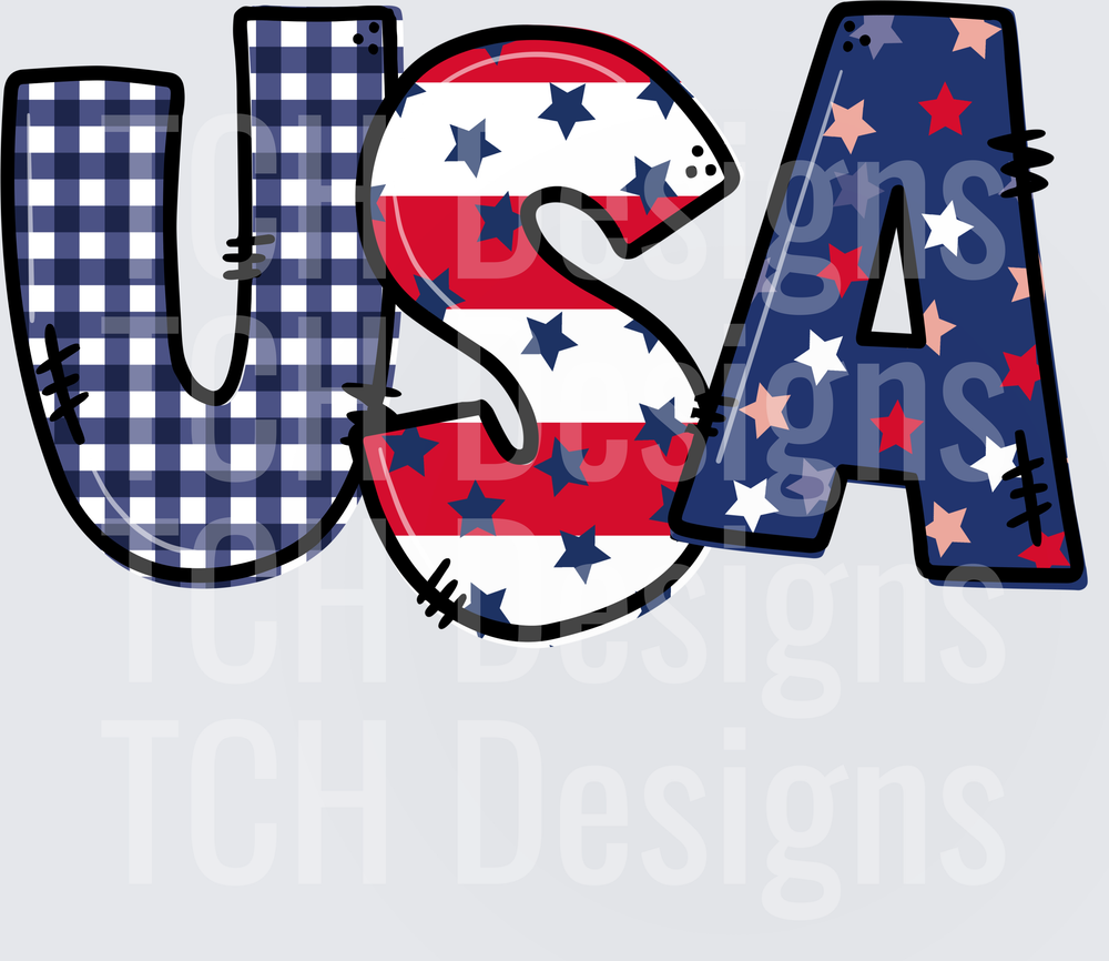 USA PLAID LETTER