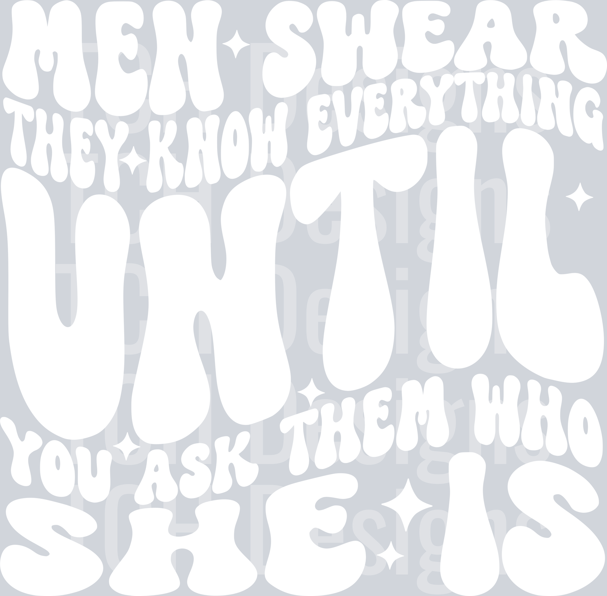 MEN SWEAR THEY KNOW EVERYTHING HWDS WHITE