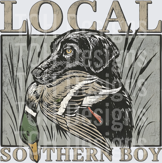 Local Southern Boy Black Lab Duck Hunting Retriever Design