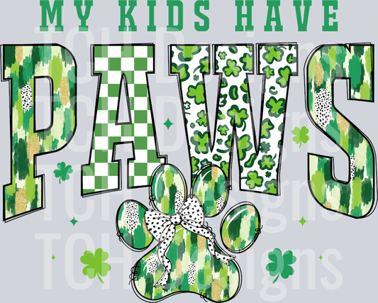 St Patrick_s Day Dog Paw Print PNG, My Kids Have Paws PNG