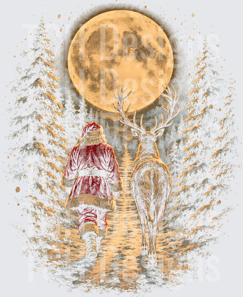 Santa and Reindeer Walking