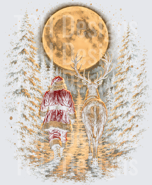 Santa and Reindeer Walking
