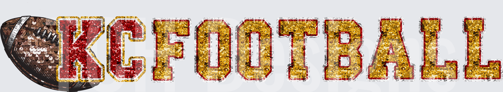 KC Football Glitter Sequin Sparkle Red Gold Varsity Letters