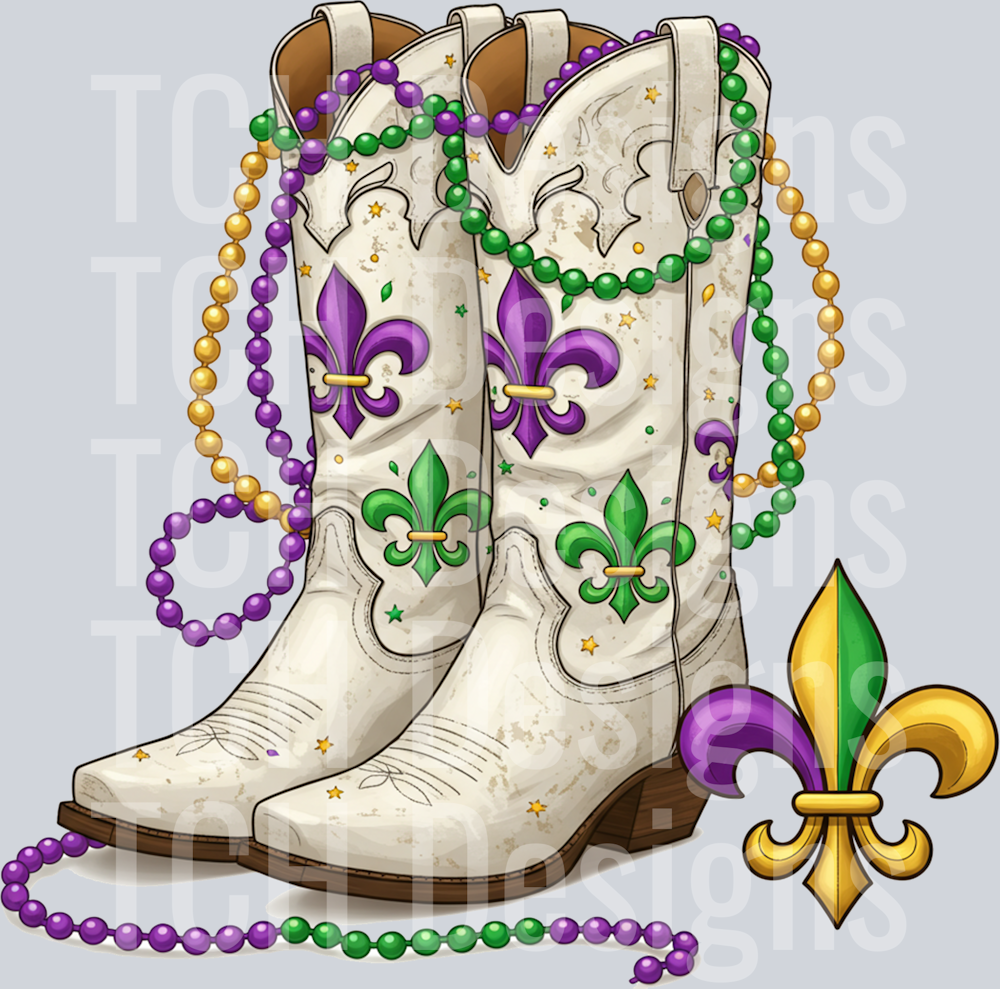Mardi Gras Cowboy Boot PNG