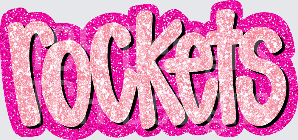 Rockets Glitter Pink Hot Pink Bold Bubble Letter Mascot