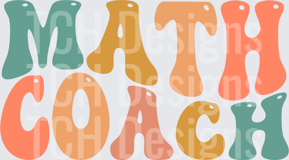 Retro Groovy Math Coach Colorful Wavy Bold Letters