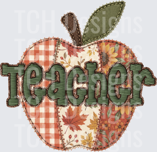 Teacher Faux Embroidery