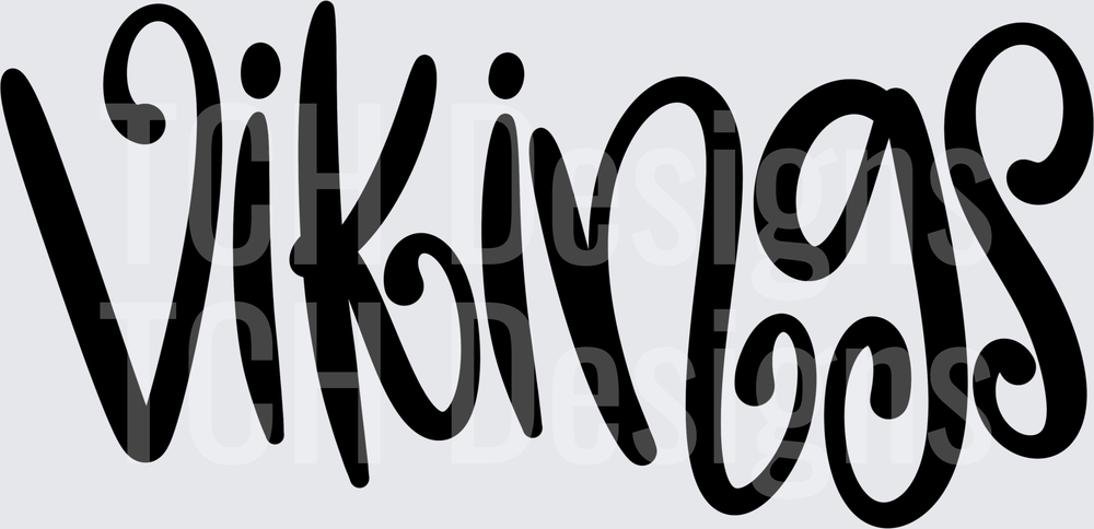 Vikings Bold Curly Script Lettering Word Art
