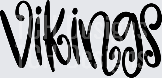 Vikings Bold Curly Script Lettering Word Art