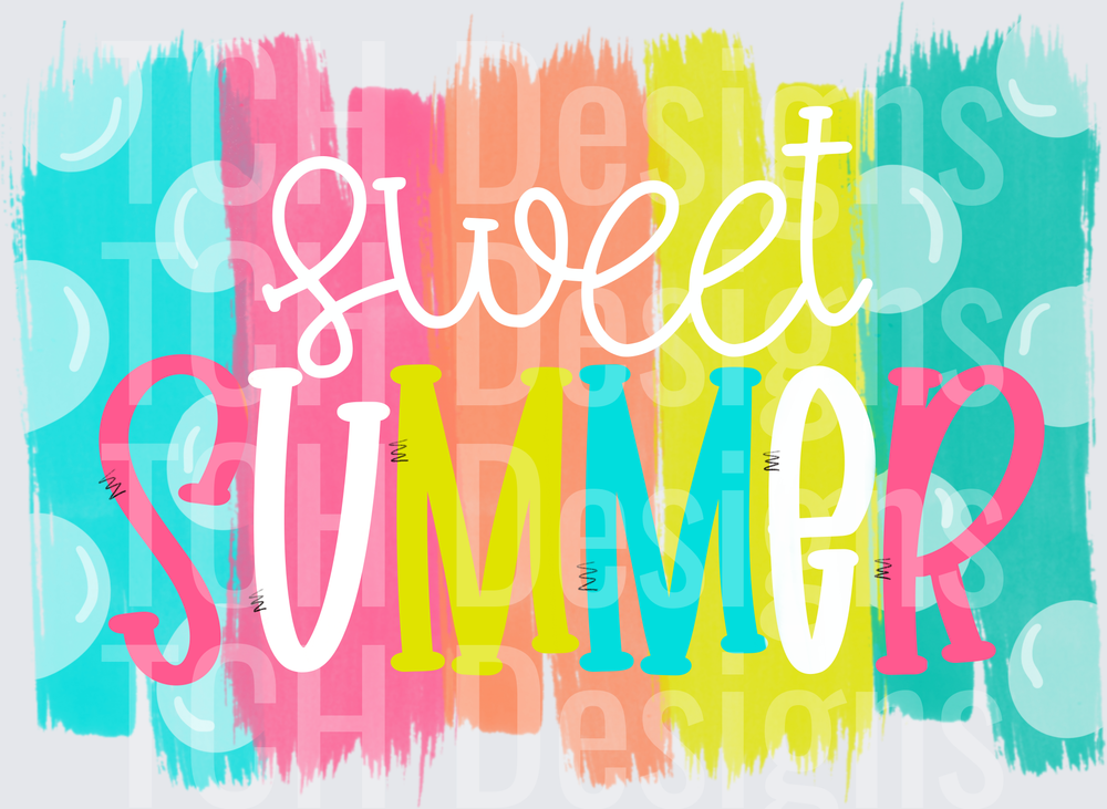 Sweet Summer Colorful Brush Stroke Typography Design