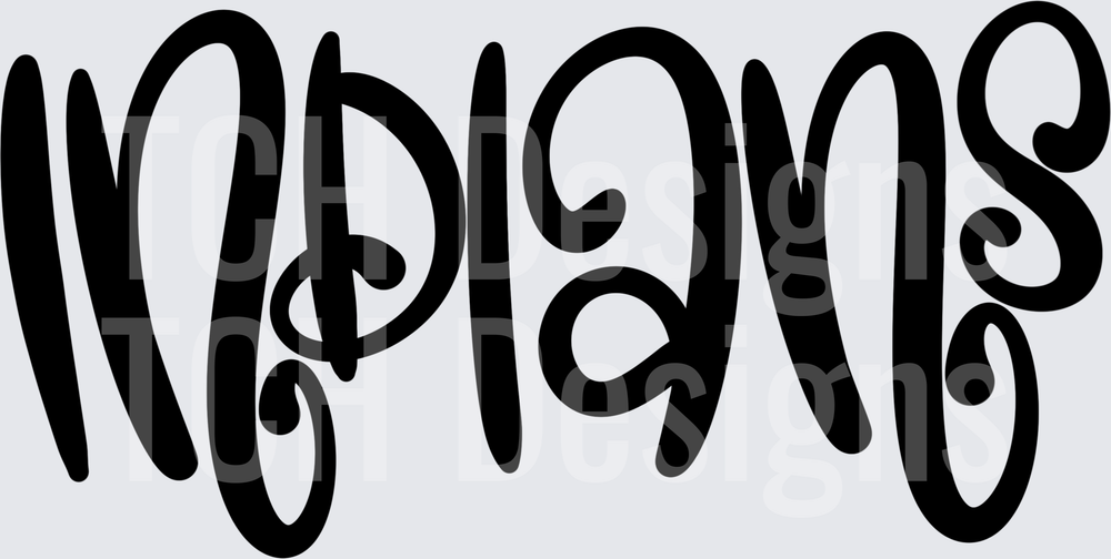 Indians Bold Decorative Swirl Lettering Word Art