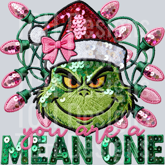 you are a mean one faux sequin