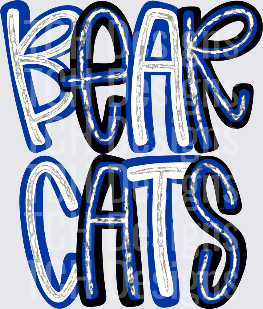 Bearcats Bold Blue Black Layered Stacked Mascot Lettering